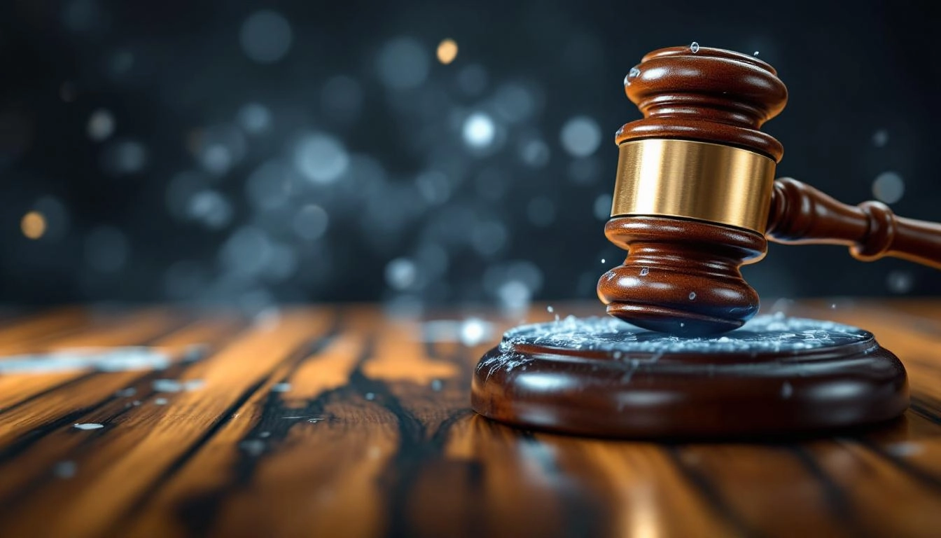 Gavel symbolizing legal procedures under dramatic lighting, representing justice and legal treatment of accident victims.